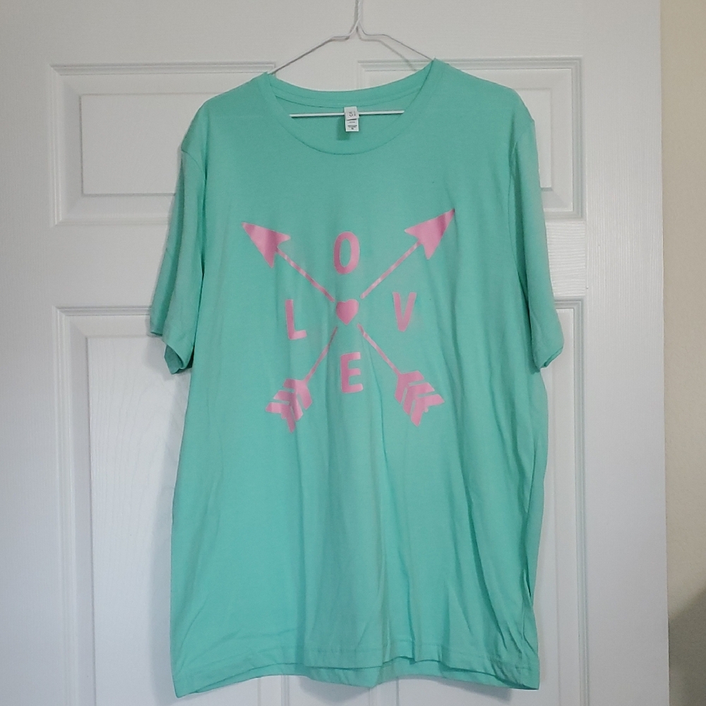 Women's Valentine Mint Green Love Graphic Tee